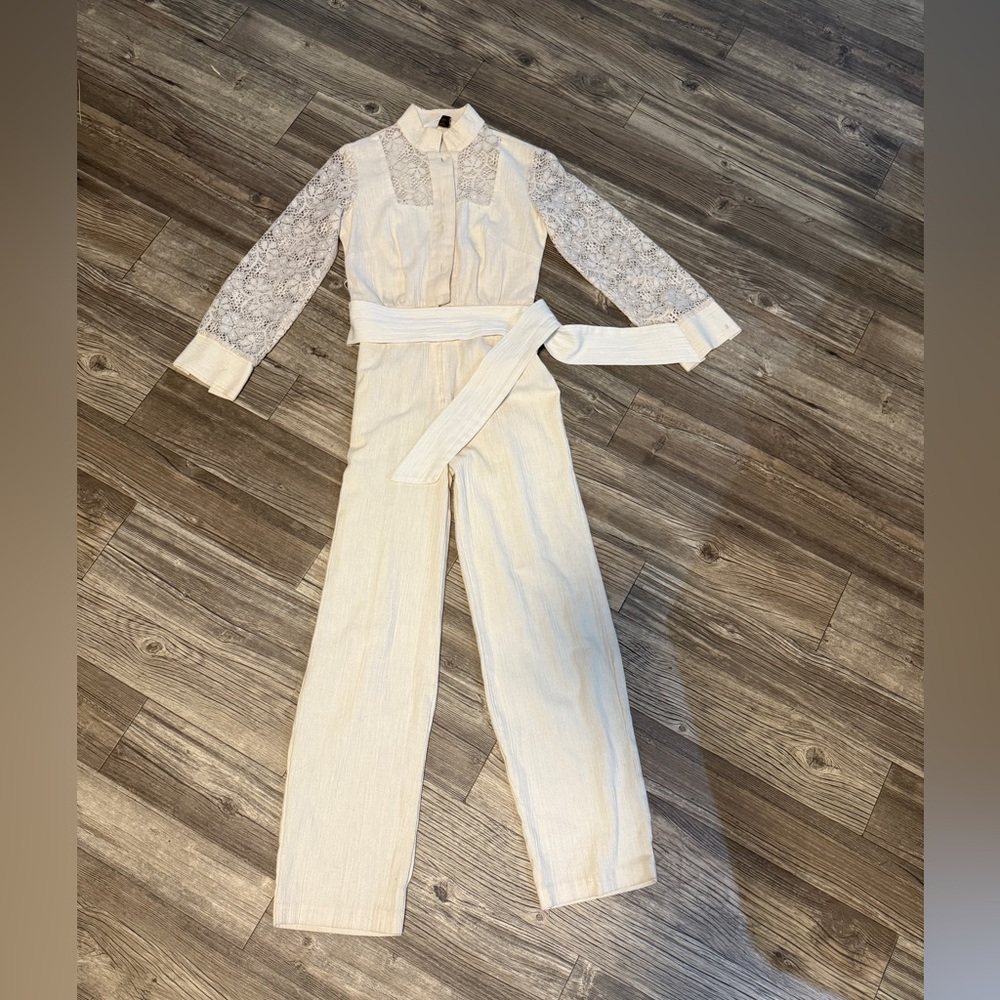 1960s 70s Vintage JC Penney ivory white Wear JumpSuit  VTG